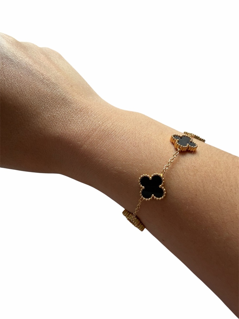 Women’s Stainless Steel Clover Bracelet Gold Color Lucky Charm Jewelry